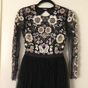 Embellished black butterfly gown. Size 2